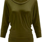 PLUS WOMEN'S V NECK 3/4 SLEEVE SHIRRING DOLMAN TOP