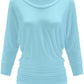 PLUS WOMEN'S V NECK 3/4 SLEEVE SHIRRING DOLMAN TOP