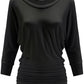 PLUS WOMEN'S V NECK 3/4 SLEEVE SHIRRING DOLMAN TOP