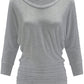 PLUS WOMEN'S V NECK 3/4 SLEEVE SHIRRING DOLMAN TOP