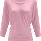 PLUS WOMEN'S V NECK 3/4 SLEEVE SHIRRING DOLMAN TOP