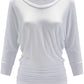 PLUS WOMEN'S V NECK 3/4 SLEEVE SHIRRING DOLMAN TOP