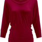 PLUS WOMEN'S V NECK 3/4 SLEEVE SHIRRING DOLMAN TOP