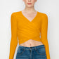 Women's Deep V-Neck Long Sleeve Crop Top