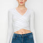 Women's Deep V-Neck Long Sleeve Crop Top