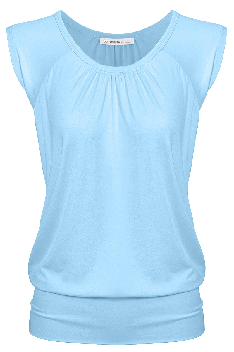 PLUS WOMENS SOLID SHORT SLEEVE SWEETHEART TOP